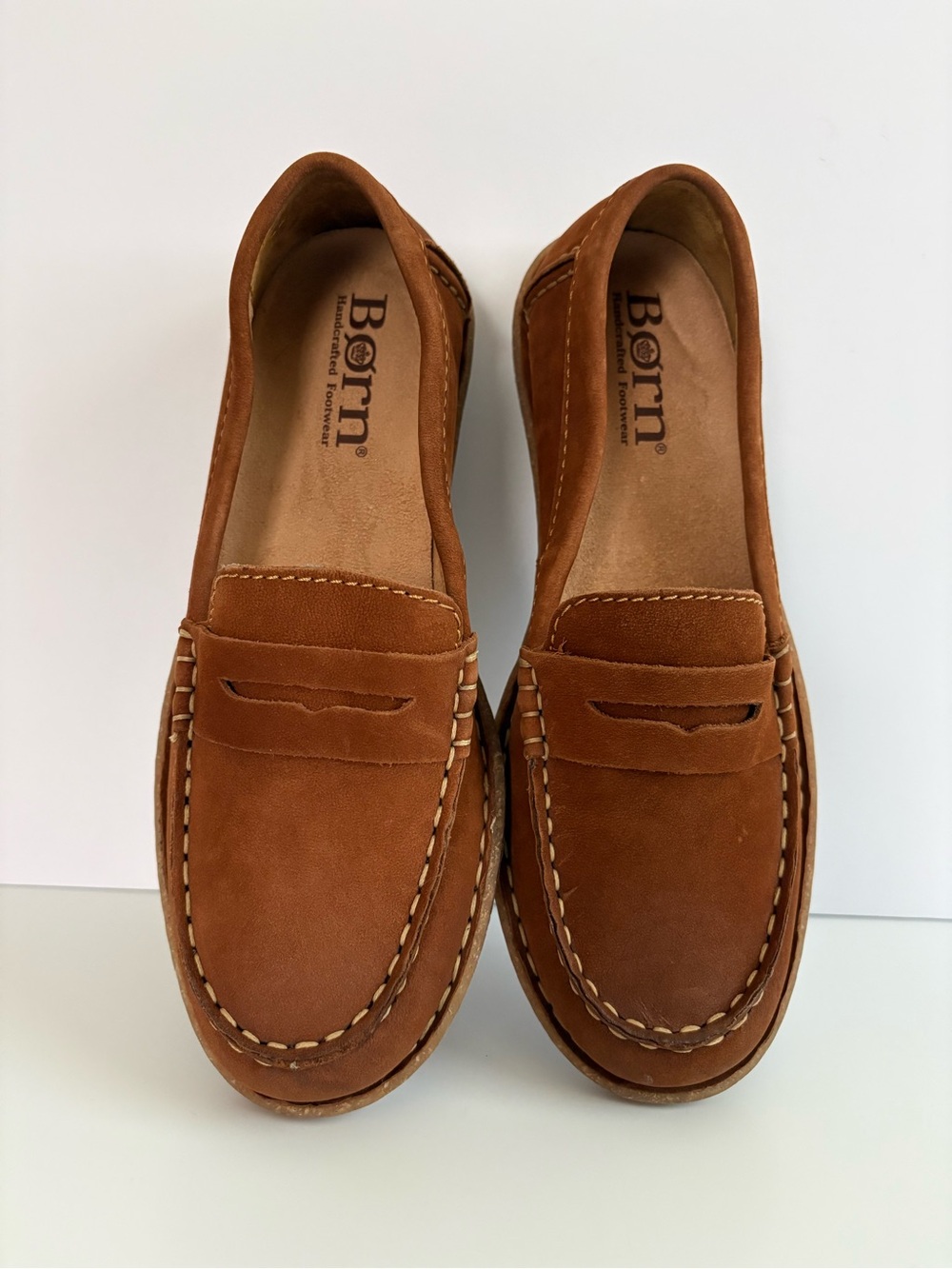 Born Nerina Women’s Tan Leather Penny Loafers Size 7